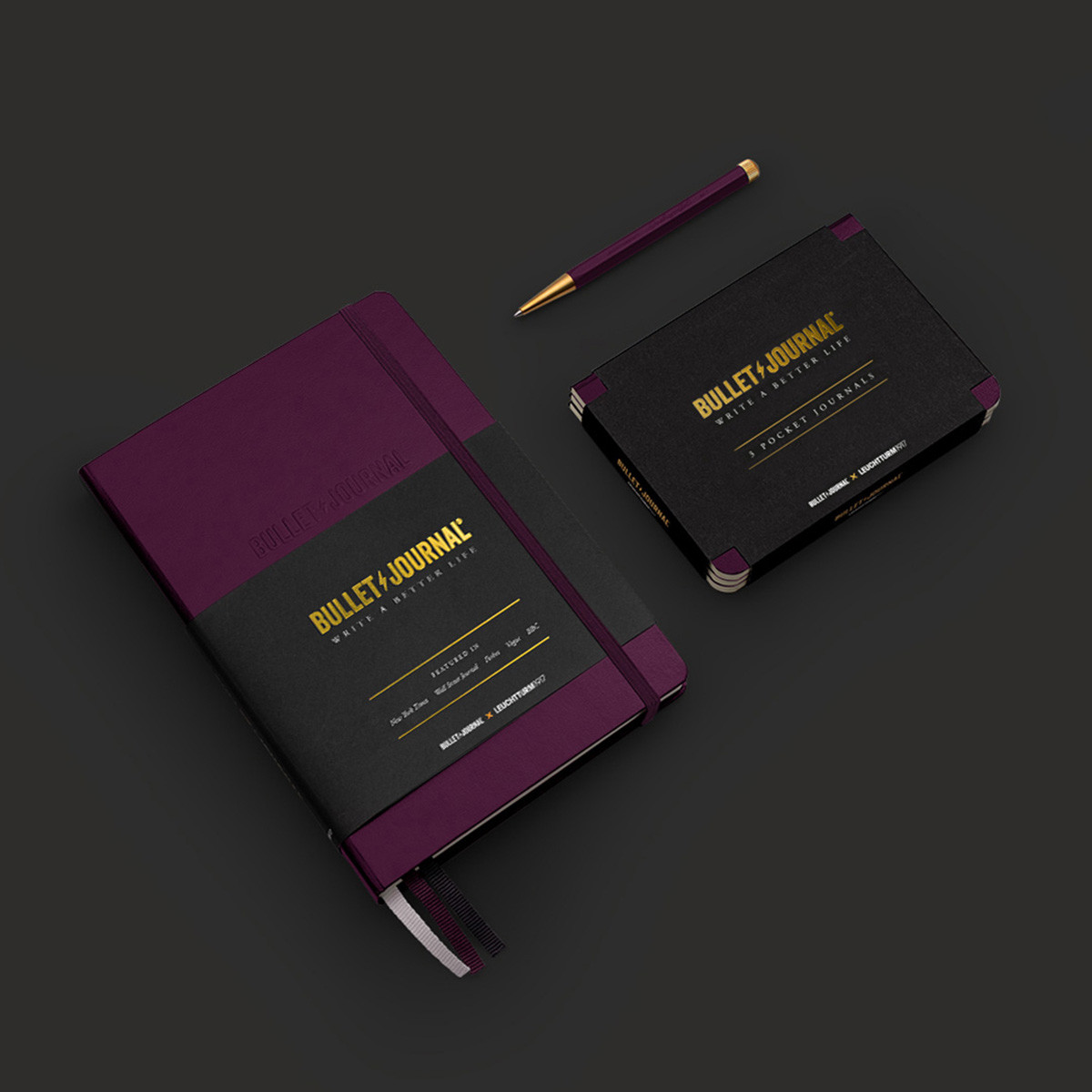 LEUCHTTURM1917 Bullet Journal Pocket Σημειωματάρια Τσέπης Purple26 Pack of 3 - Κουκκίδες