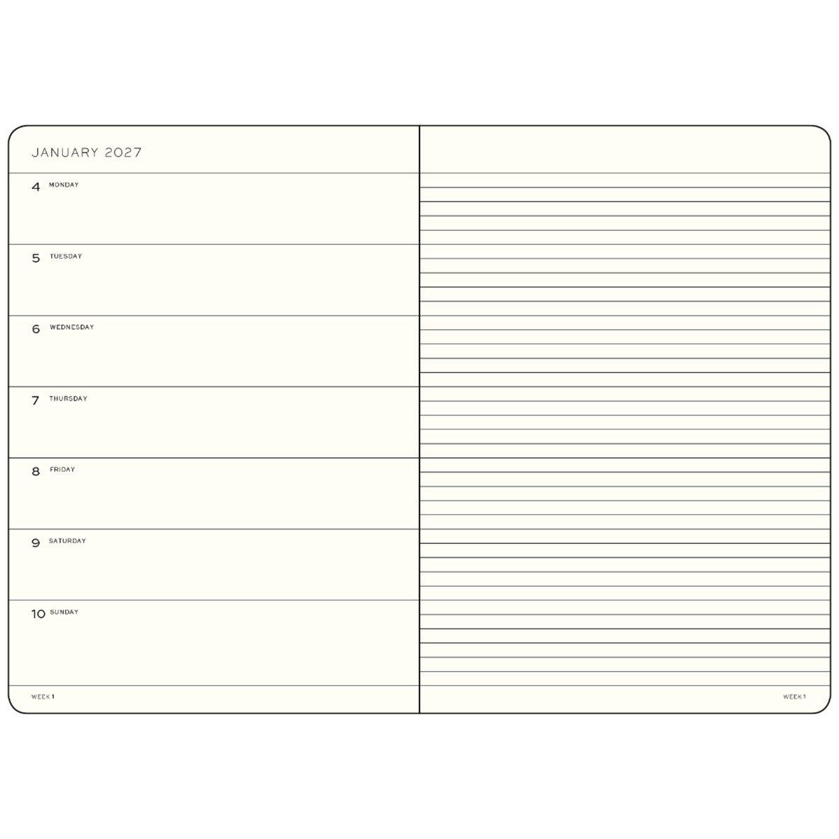 LEUCHTTURM1917 Εβδομαδιαίο Ημερολόγιο & Notebook  2027 - B5 - Black