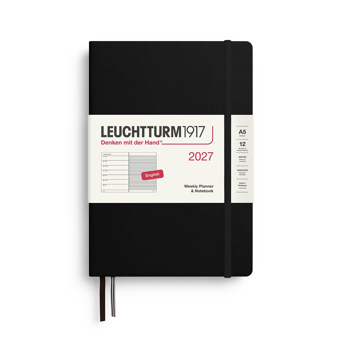 LEUCHTTURM1917 Εβδομαδιαίο Ημερολόγιο & Notebook  2027 - Medium A5 - Black