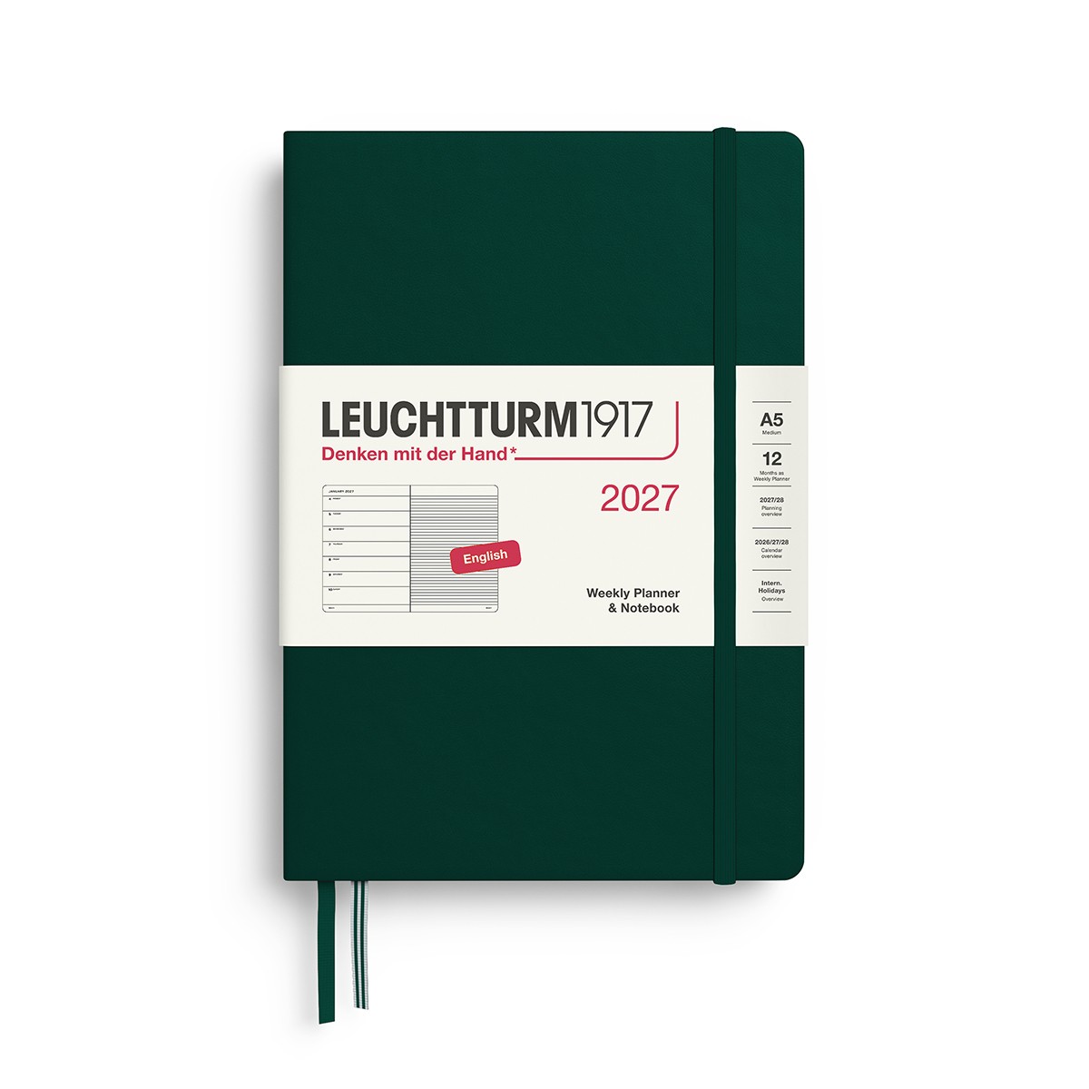 LEUCHTTURM1917 Εβδομαδιαίο Ημερολόγιο & Notebook  2027 - Medium A5 - Forest Green