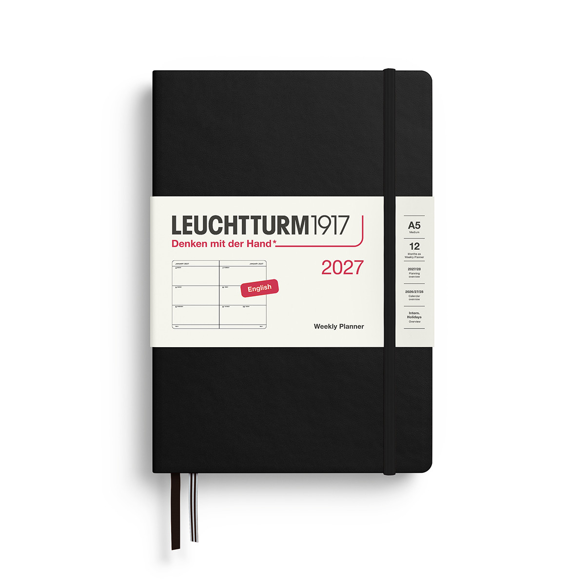 LEUCHTTURM1917 Εβδομαδιαίο Planner 2027 A5 Σκληρό Εξώφυλλο Black