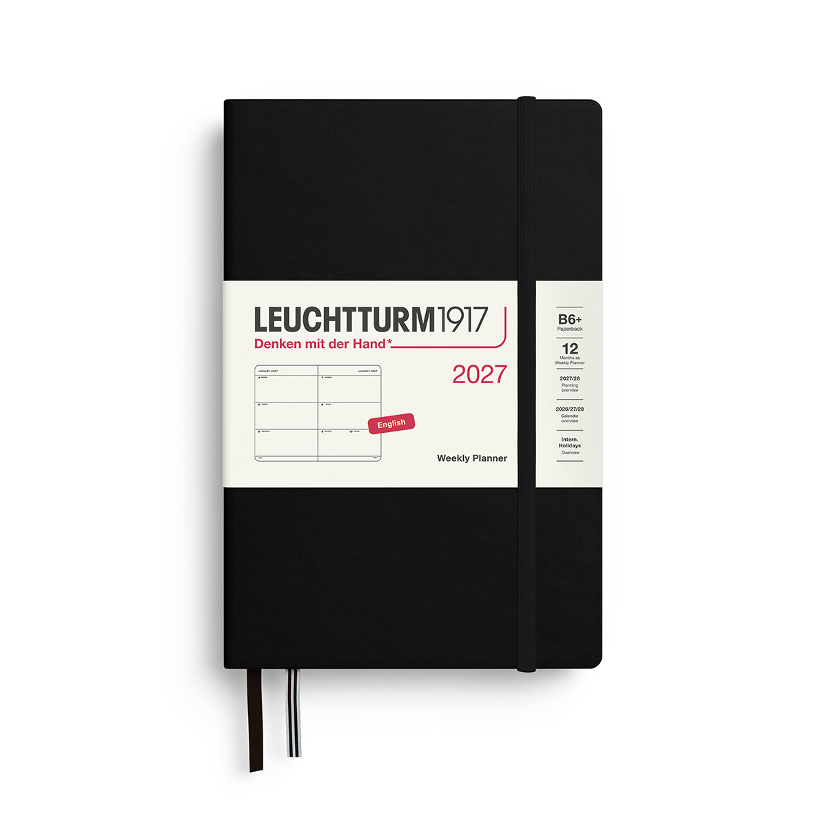 LEUCHTTURM1917 Εβδομαδιαίο Planner 2027 B6+ Σκληρό Εξώφυλλο Black