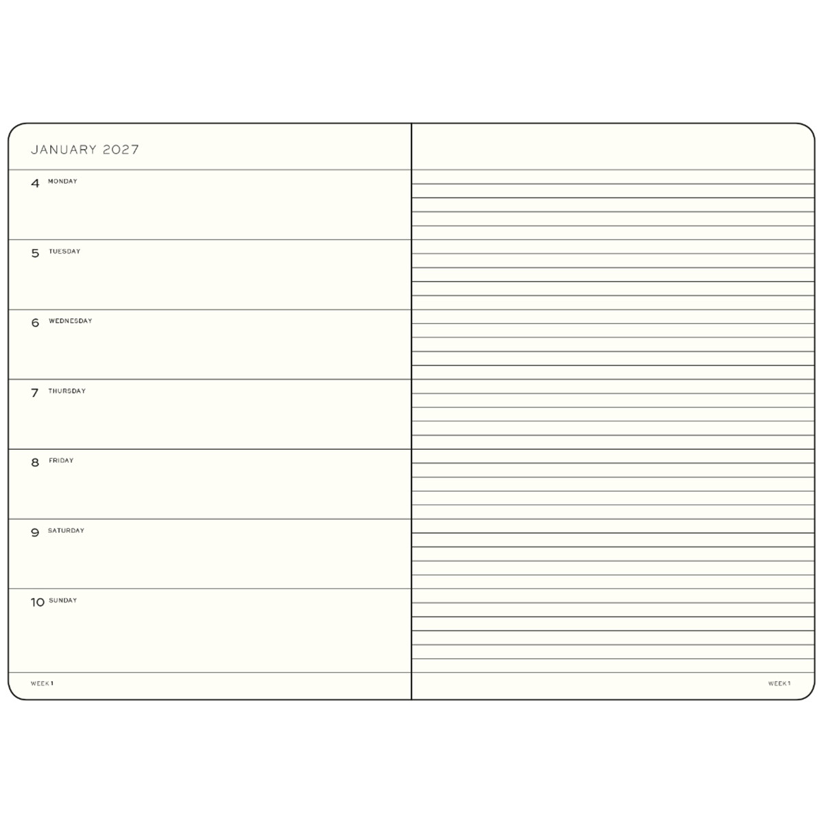 LEUCHTTURM1917 Εβδομαδιαίο Planner & Notebook  2027 - Medium A5 - Black