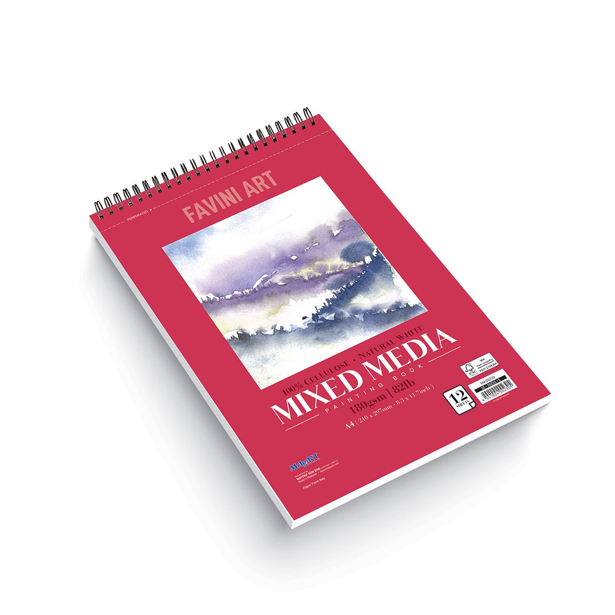 MAYART Creativity - 100% Cellulose Favini Art Series - Wire-O Mixed Media Book A4