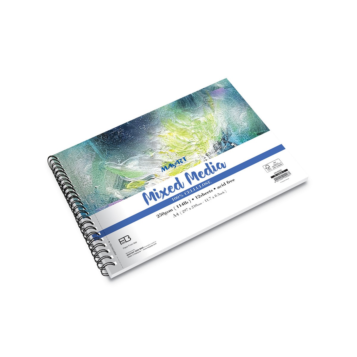 MAYART Creativity - 100% Cellulose FB series - Wire-O Mixed Media Book A4