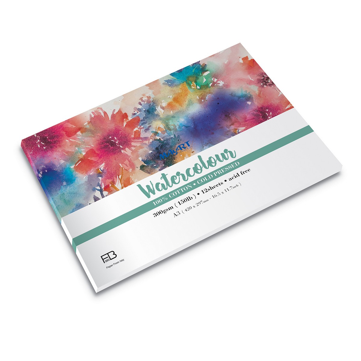 MAYART Creativity - 100% Cotton FB Series - Watercolour Painting Pad A3 (Cold Pressed)