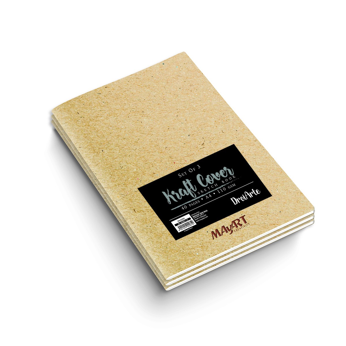 MAYART Creativity - DroiArte Series Kraft Cover Sketch Book A4 - (3 in 1 Pack)
