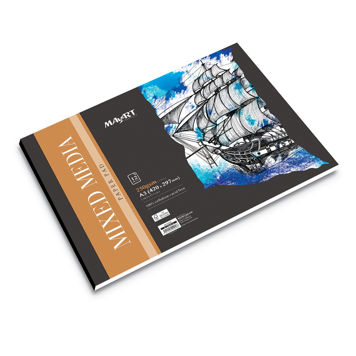 MAYART Creativity - Mixed Media100% Cellulose SC series - Mixed Media Paper Pad A3