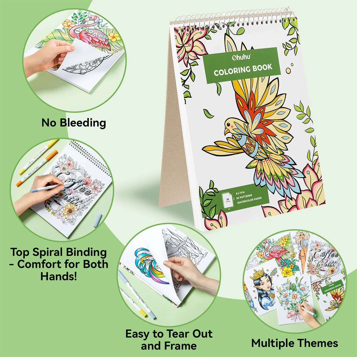 OHUHU Pupe B 40 Paper-friendly (No Peeling) - Σετ Μαρκαδόρων με Βάση το νερό ＆ Coloring Book
