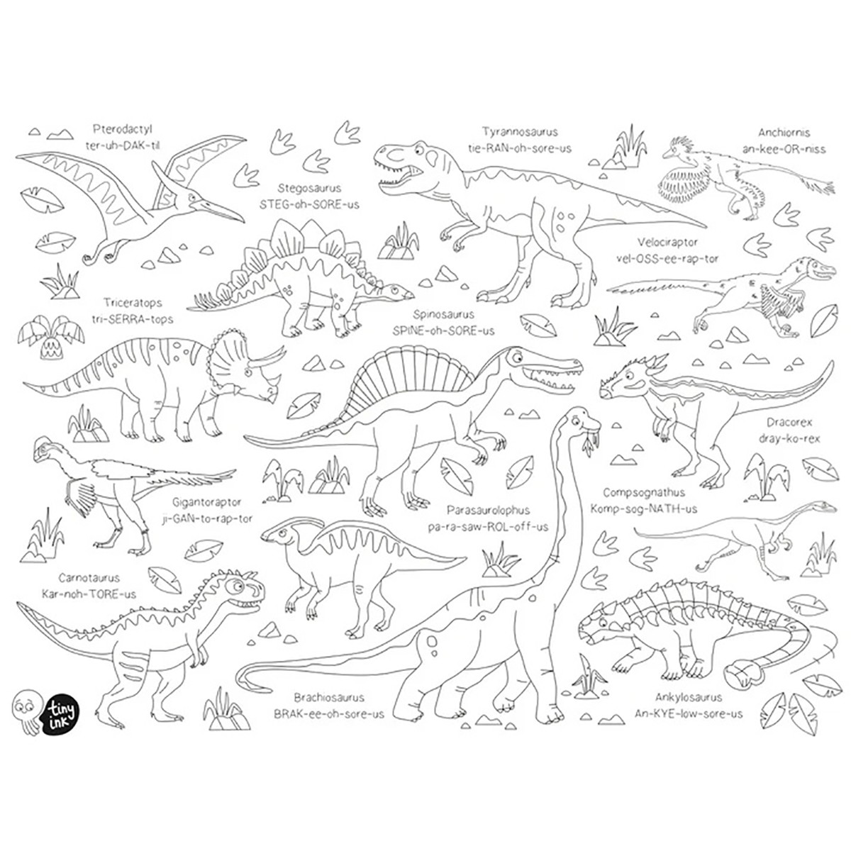 Tiny Ink Sτudio Παιδικό Σουπλά για Ζωγραφική DINOSAURS