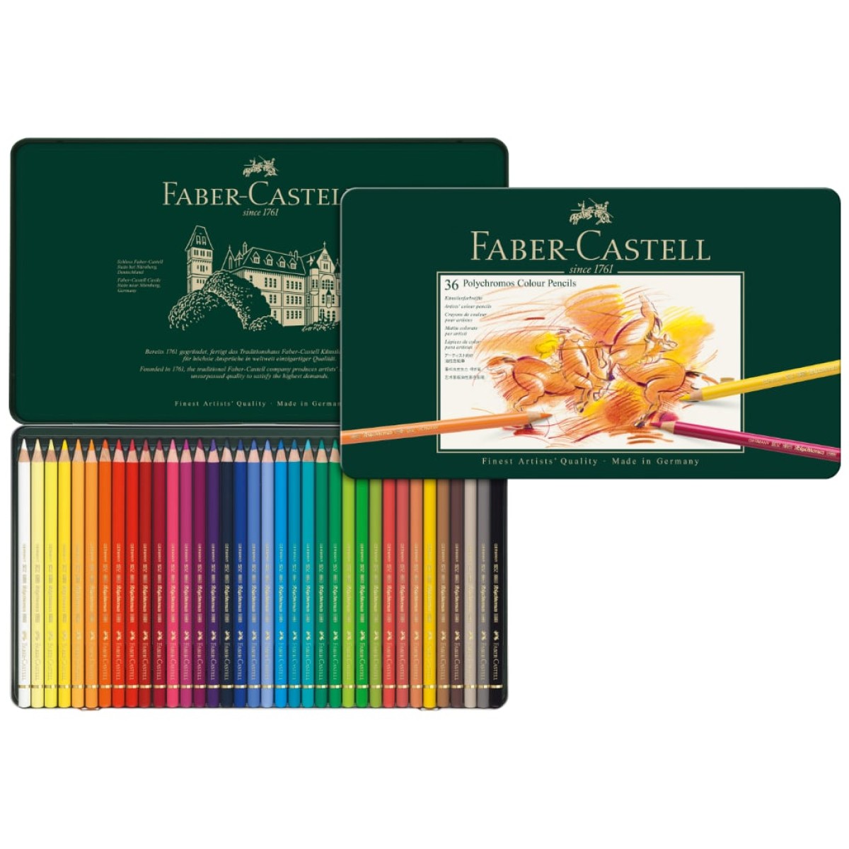 Faber-Castell Ξυλομπογιές Polychromos Μεταλλική Κασετίνα 36 χρωμάτων