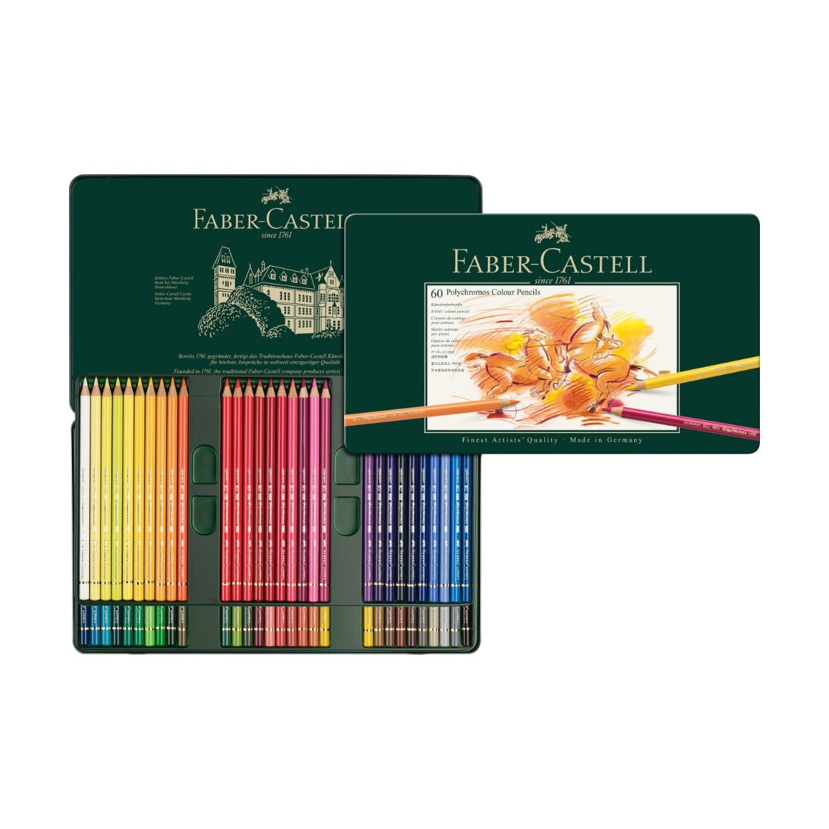 Faber-Castell Ξυλομπογιές Polychromos Μεταλλική Κασετίνα 60 χρωμάτων