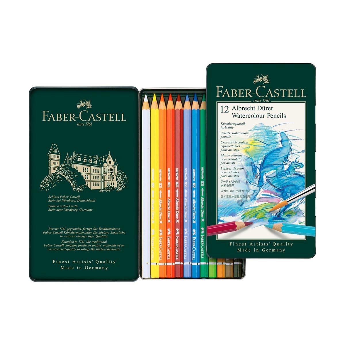 Faber-Castell Ξυλομπογιές Ακουαρέλας Albrecht Dürer Μεταλλική Κασετίνα 12 χρωμάτων