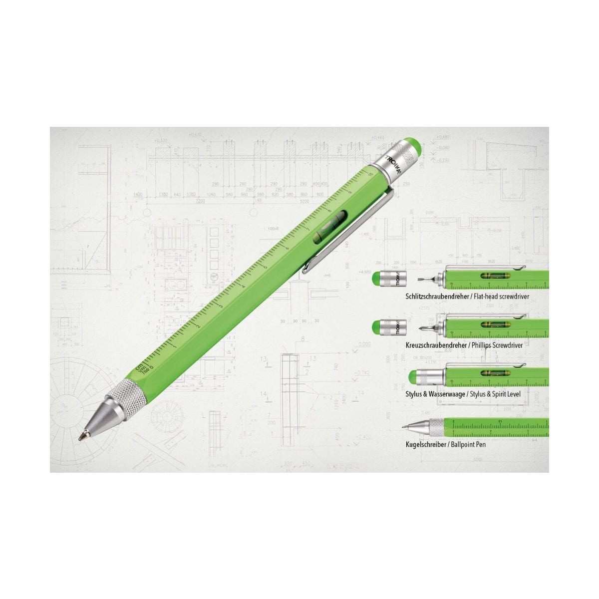 TROIKA Construction Multitasking Στυλό Διαρκείας Green