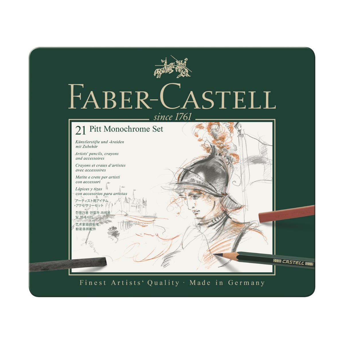 Faber-Castell Μεταλλική κασετίνα Pitt Monochrome 21τεμ.