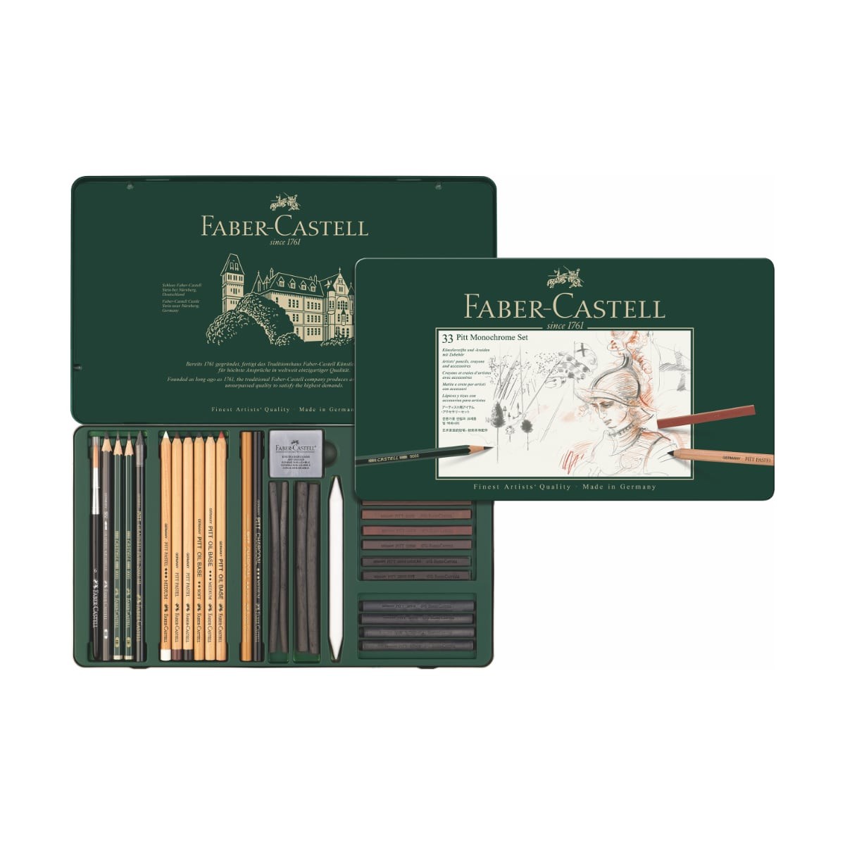 Faber-Castell Μεταλλική Kασετίνα Pitt Monochrome 33τεμ.