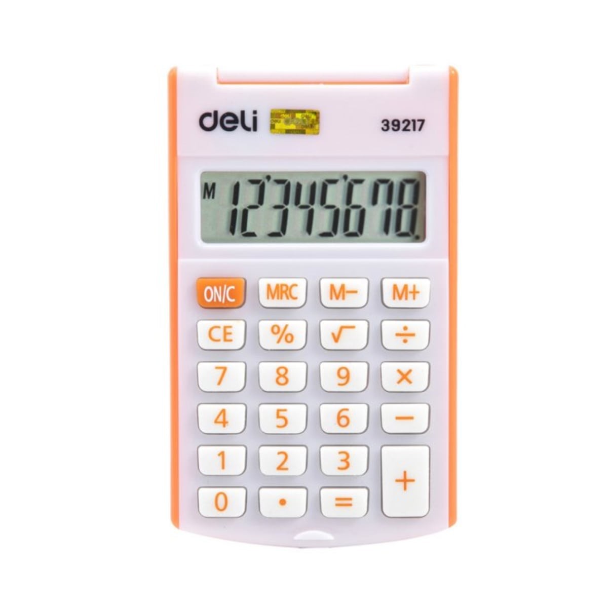 Deli Αριθμομηχανή με Καπάκι Πορτοκαλί 8 Ψηφίων με Μπαταρία