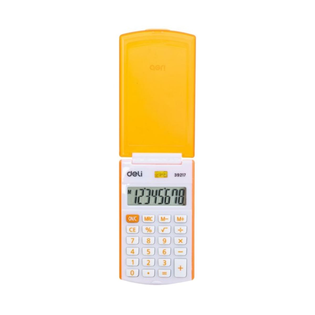 Deli Αριθμομηχανή με Καπάκι Πορτοκαλί 8 Ψηφίων με Μπαταρία