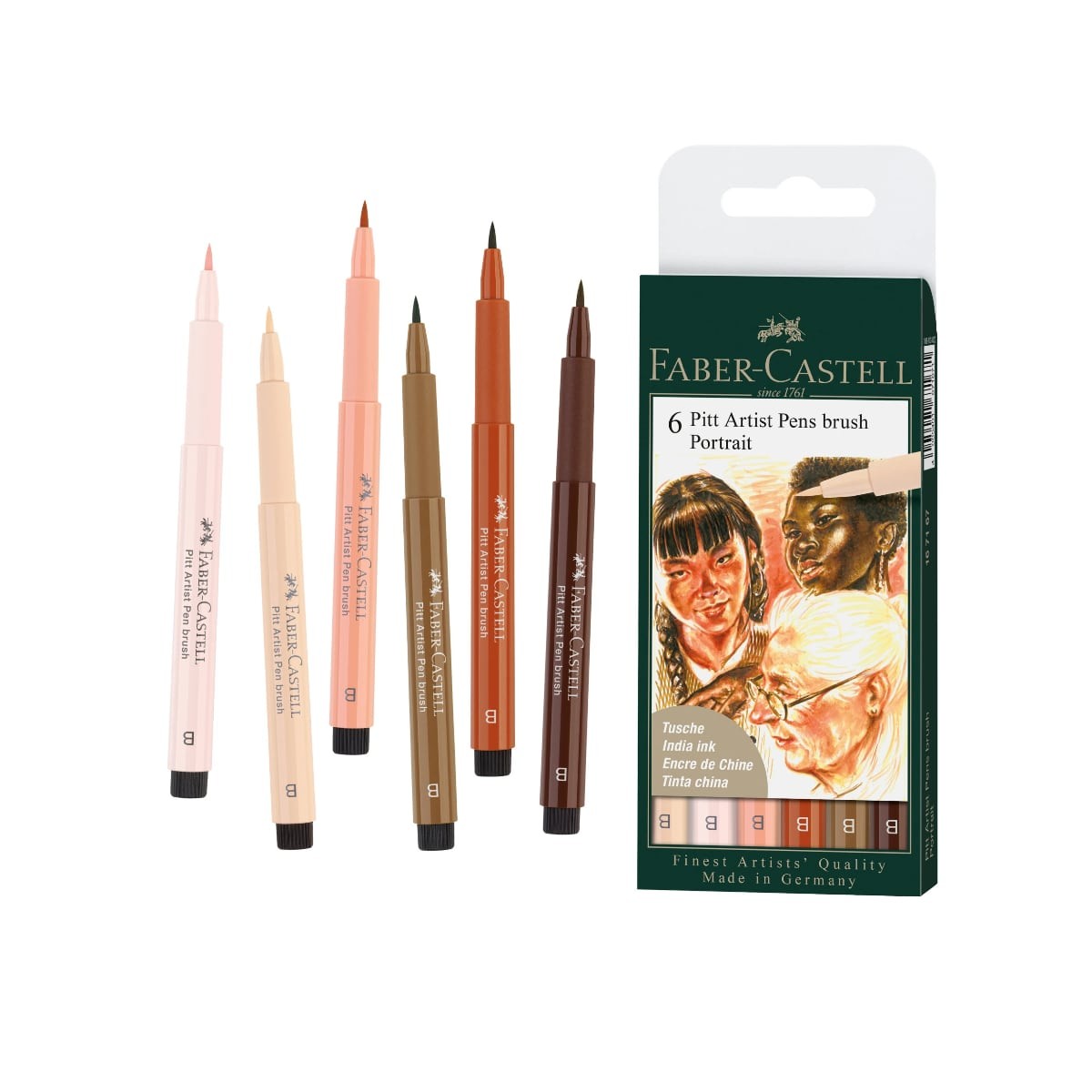 Faber-Castell Σετ 6 Μαρκαδόροι Πινέλο Pitt Artist - Portrait