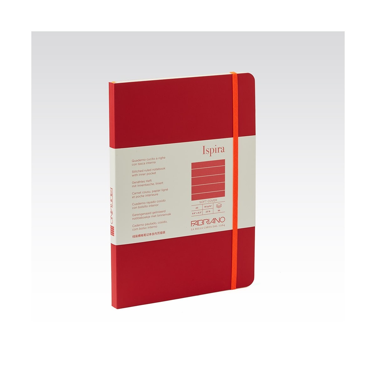 Fabriano Ispira Κόκκινο Σημειωματάριο Α5 Μαλακό Εξώφυλλο - Ριγέ