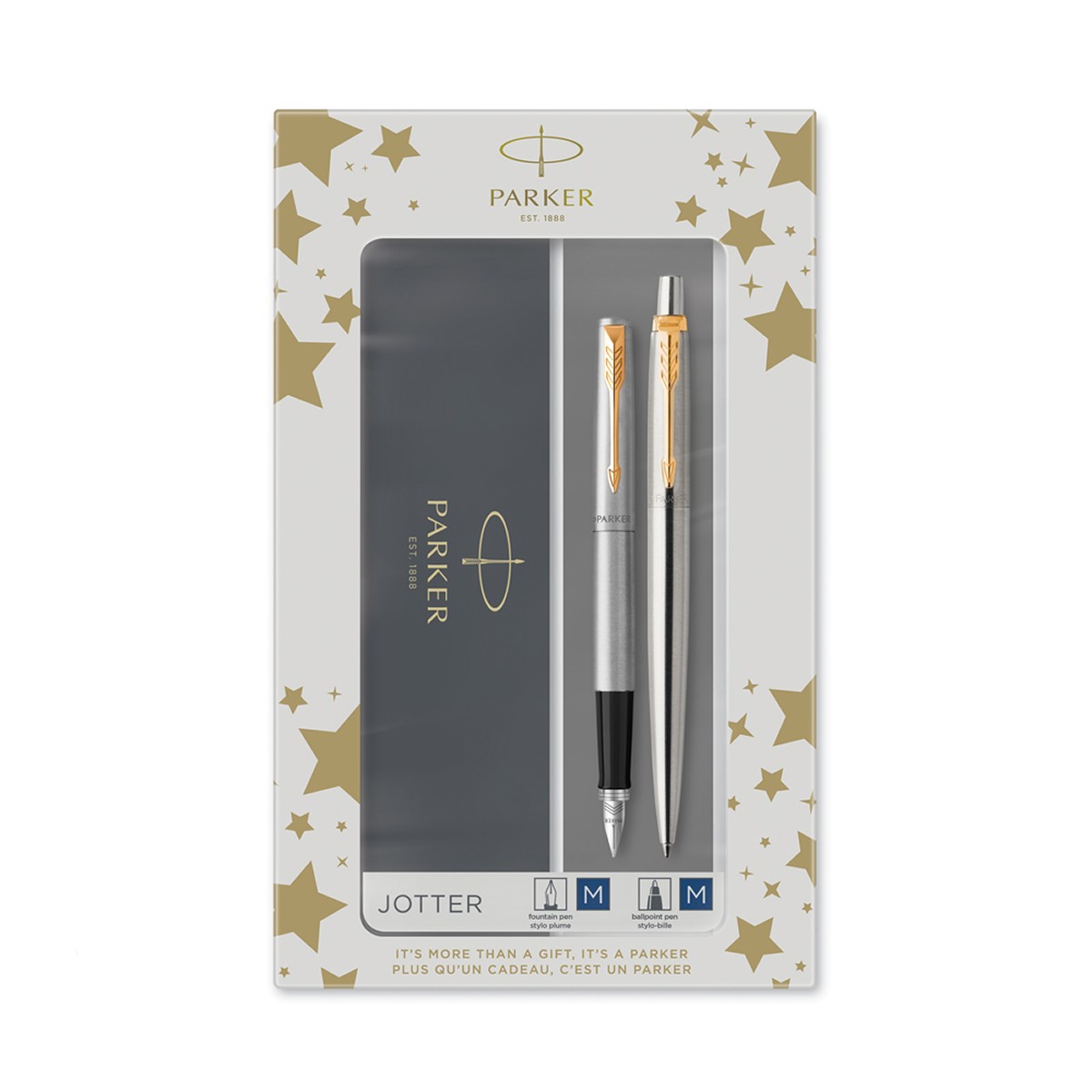 Σετ Δώρου PARKER Jotter Core Duo Stainless Steel GT Πένα M & Στυλό Διαρκείας