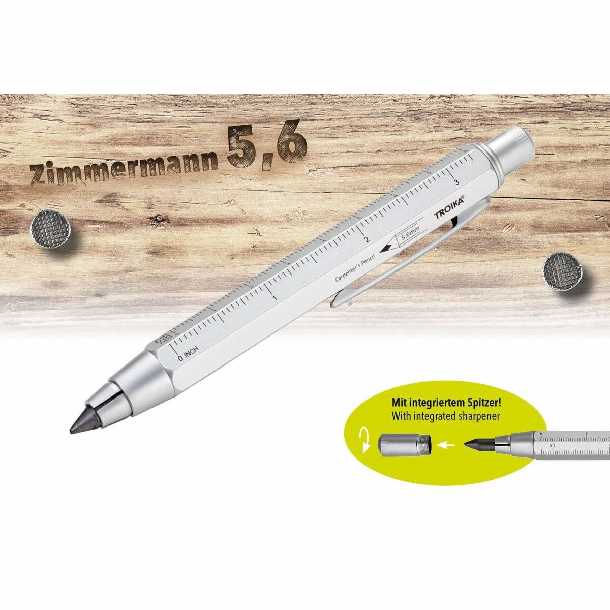 TROIKA Carpenter's pencil ZIMMERMANN Μηχανικό Μολύβι 5,6mm - Ασημί