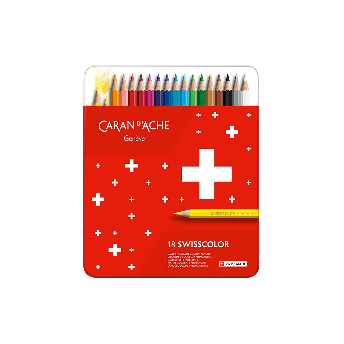 CARAN D'ACHE Σετ 18 Ξυλομπογιές Swisscolor® Μεταλλική Κασετίνα