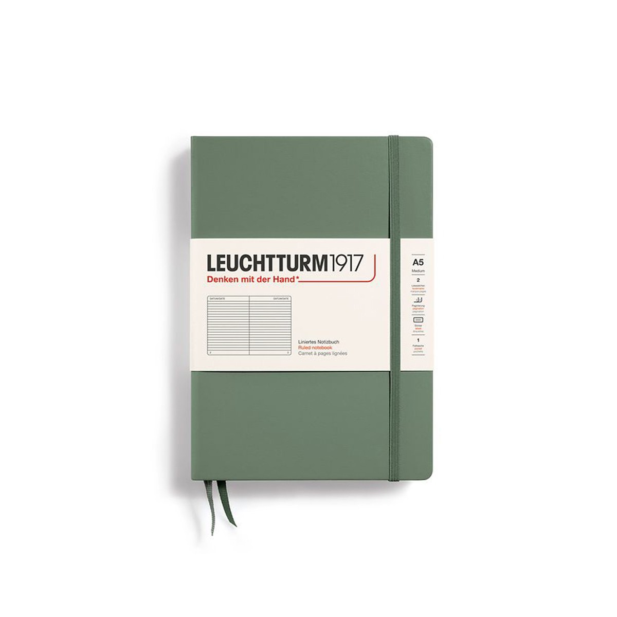 LEUCHTTURM1917 Σημειωματάριο Α5 Σκληρό Εξώφυλλο 251φ. Olive - Ριγέ