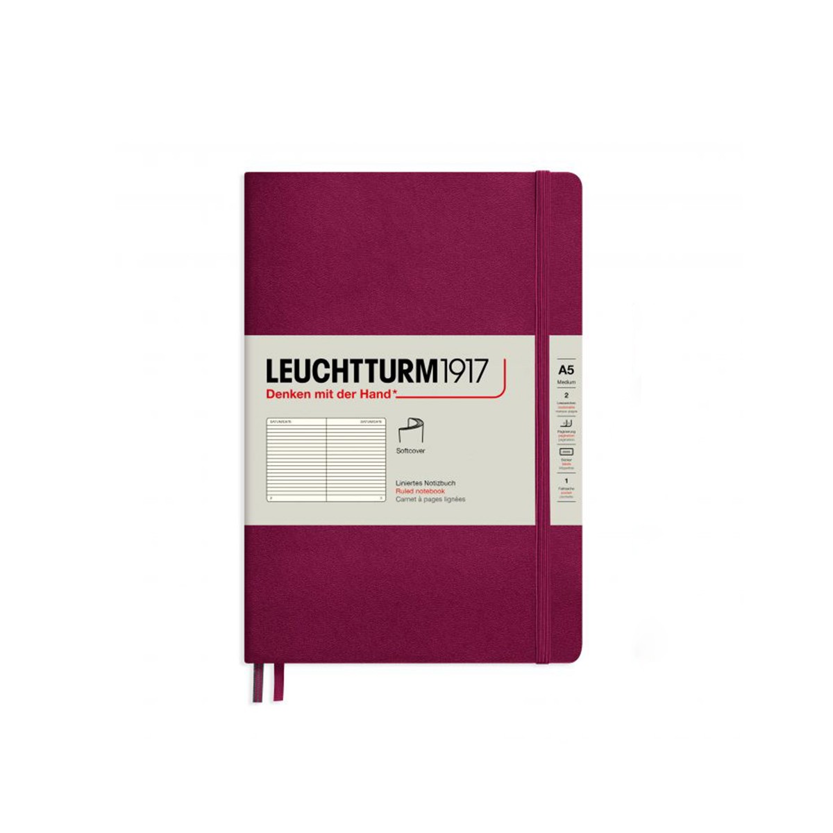 LEUCHTTURM1917 Σημειωματάριο Α5 Μαλακό Εξώφυλλο 123φ. Port Red - Ριγέ