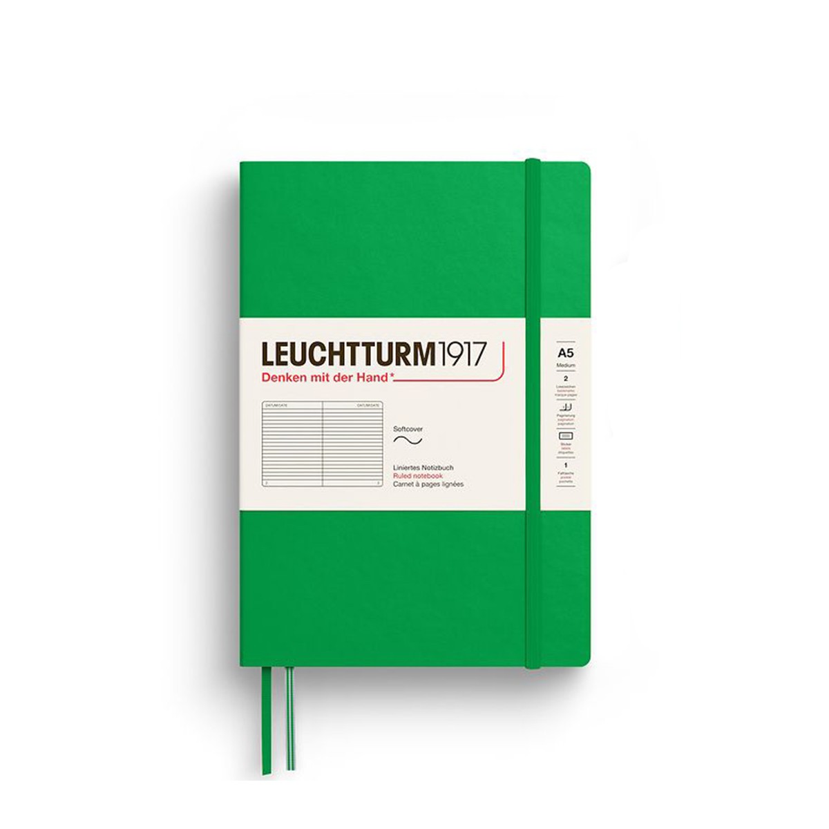 LEUCHTTURM1917 Σημειωματάριο Α5 Μαλακό Εξώφυλλο 123φ. Spring Leaf - Ριγ΄έ