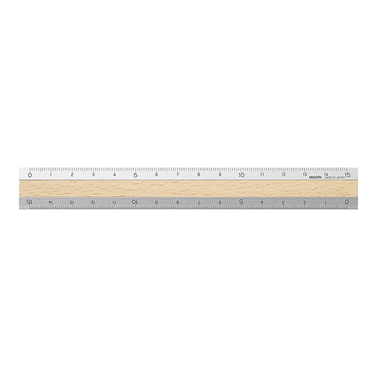 Χάρακας από αλουμίνιο και Ξύλο 15cm - Light Brown