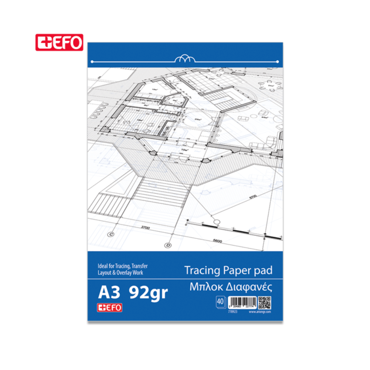 +Efo Μπλοκ Διαφανές Tracing Paper Α3 92gr
