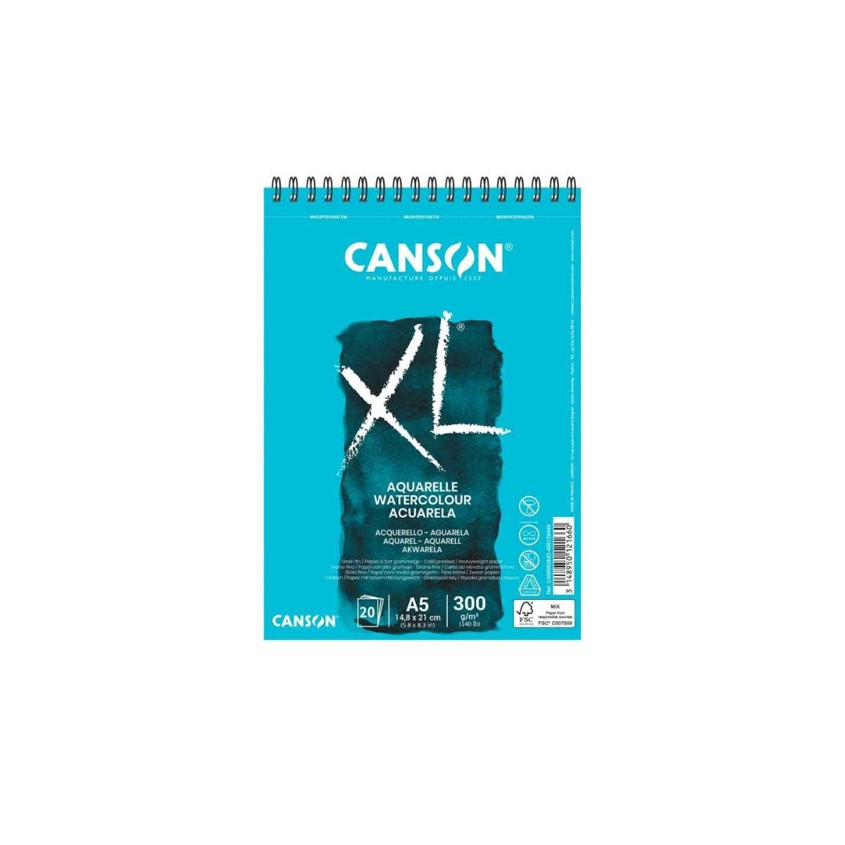 Canson Σπιράλ Μπλοκ Ακουαρέλας XL Watercolour Α5/300gsm 20φ.