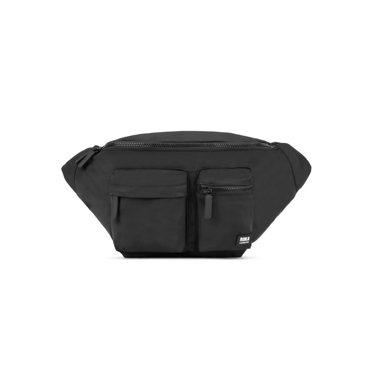 ROKA London All Black Oval Τσάντα Crossbody Black από Ανακυκλωμένο Nylon XL 9.4L