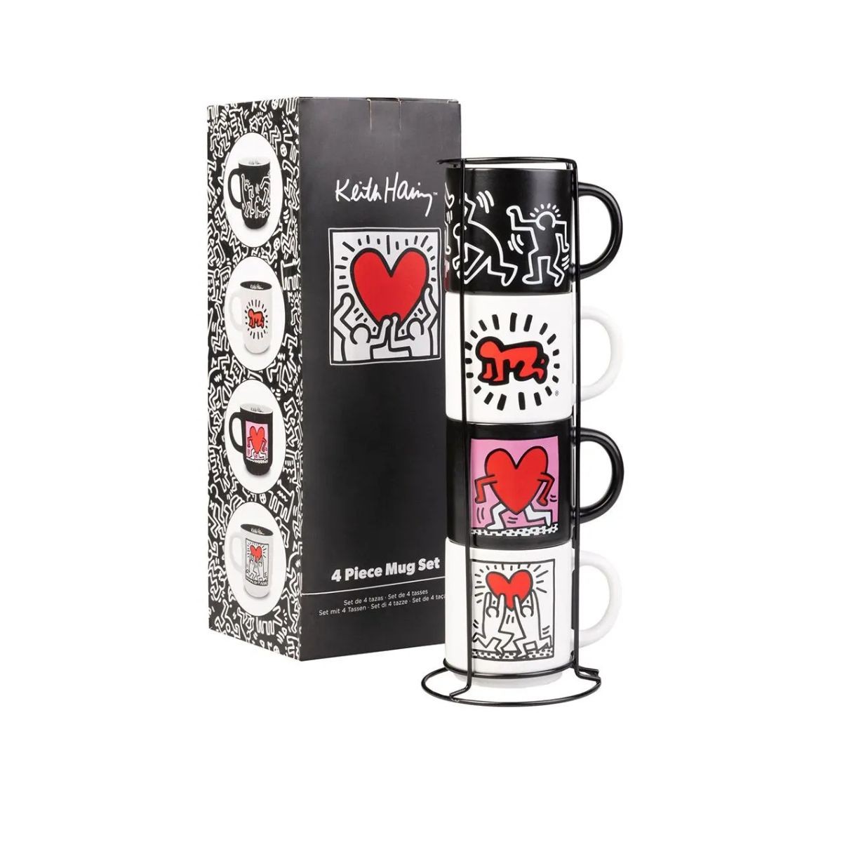 ERIK Σετ 4 Κούπες σε Μεταλλική Βάση Keith Haring