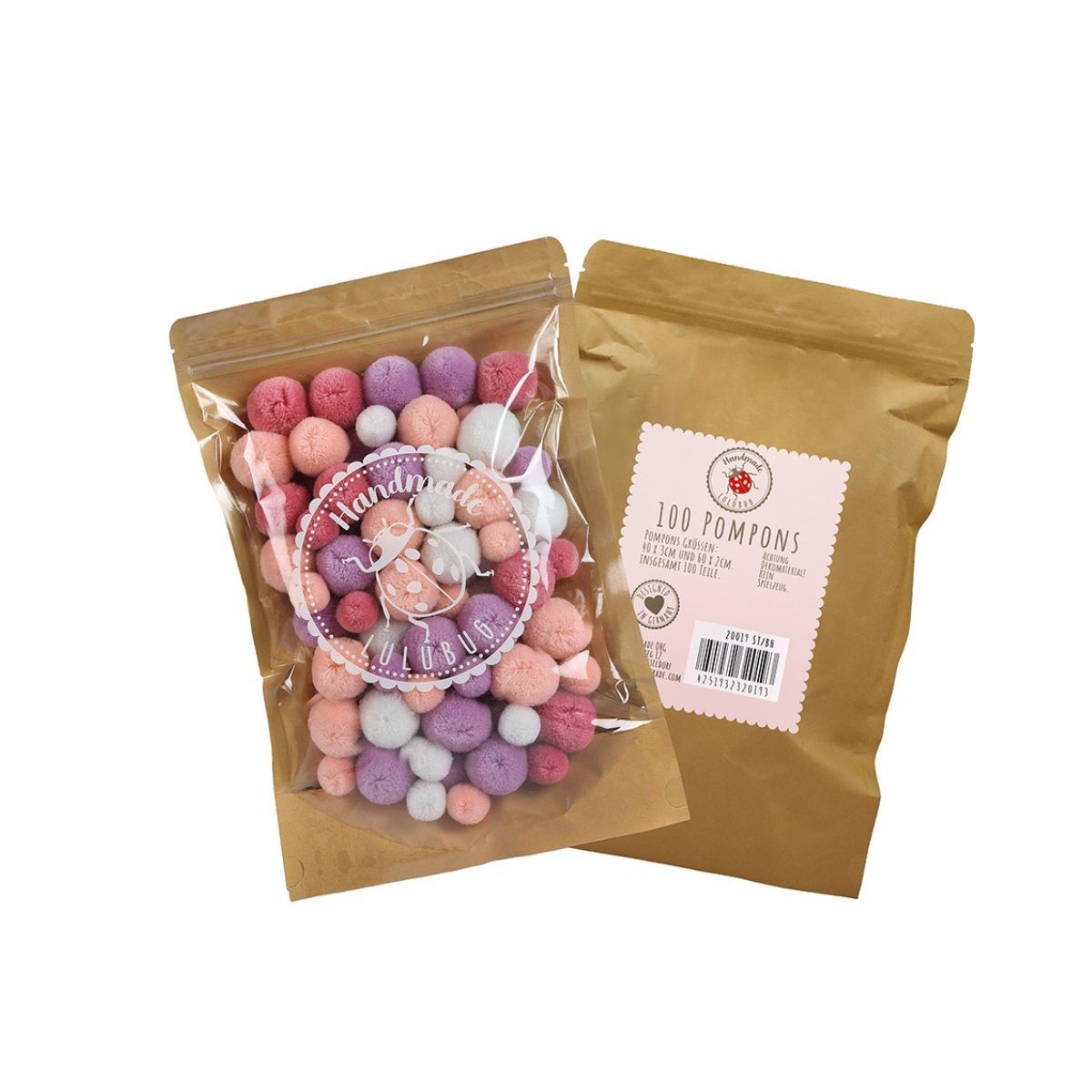 LULUBUG Handmade Σετ 100 Πομ Πομ Χειροτεχνίας Apricot Large