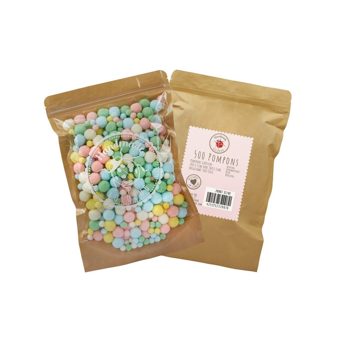 LULUBUG Handmade Σετ 500 Πομ Πομ Χειροτεχνίας Pastel