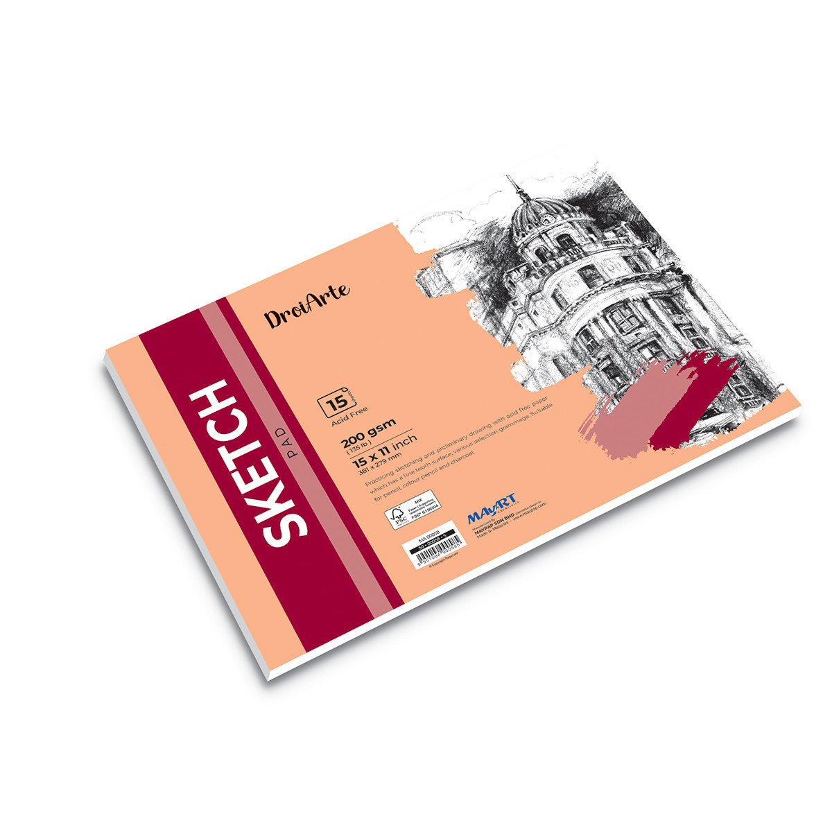 MAYART Creativity - DroiArte Series Sketch Paper Pad (27,94 x  38,1 cm)