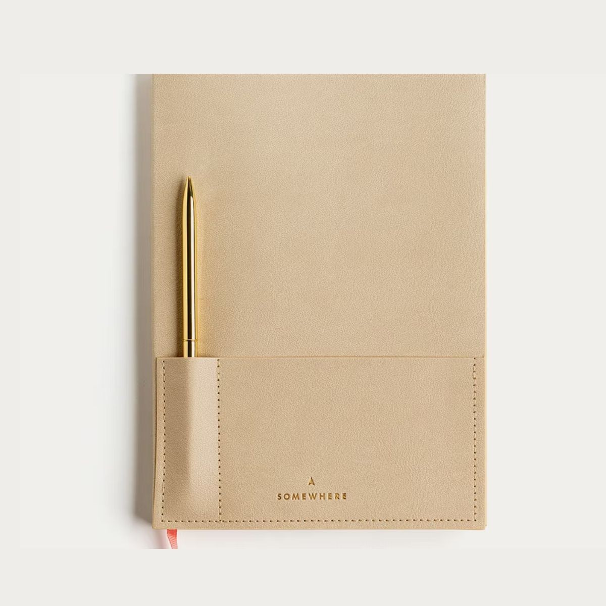 Somewhere Δερμάτινο Vegan Σημειωματάριο Large Nude