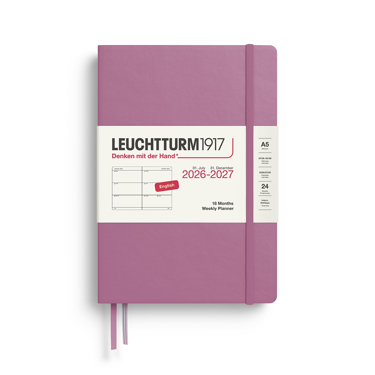 LEUCHTTURM1917 Ακαδημαϊκό Εβδομαδιαίο Planner 2026 - 2027 A5 - Dusty Rose