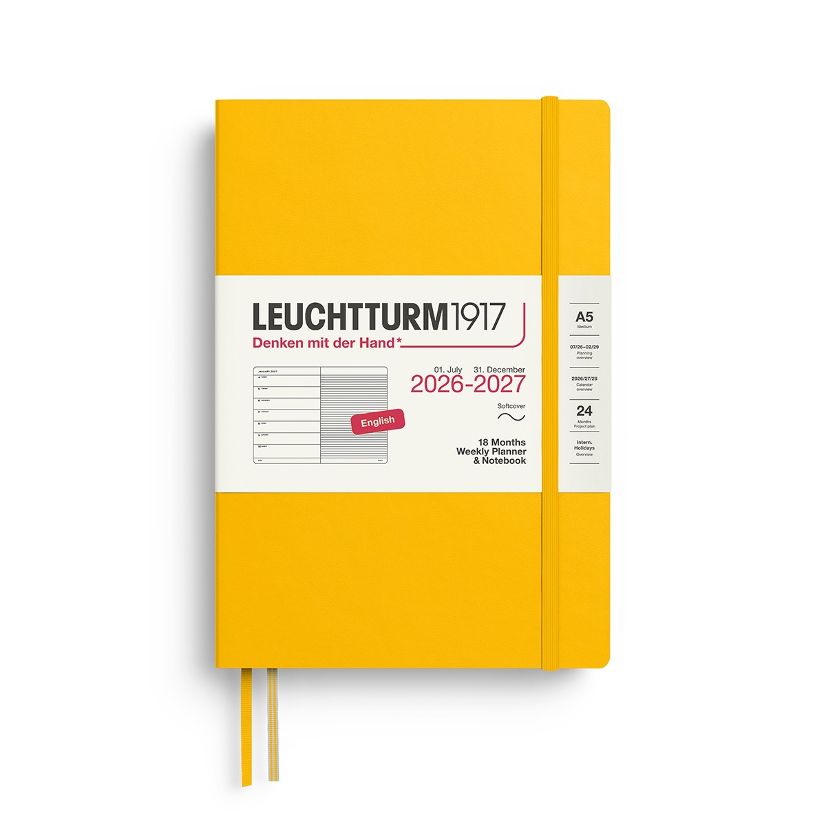 LEUCHTTURM1917 Ακαδημαϊκό Εβδομαδιαίο Planner 2026 - 2027 & Notebook A5 - Sunflower- Μαλακό Εξώφυλλο
