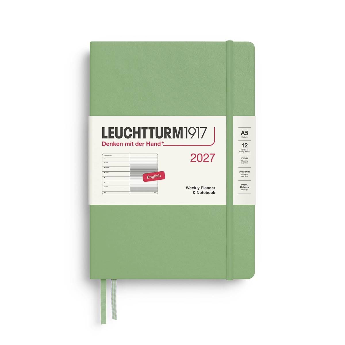 LEUCHTTURM1917 Εβδομαδιαίο Ημερολόγιο & Notebook  2027 - Medium A5 - Sage