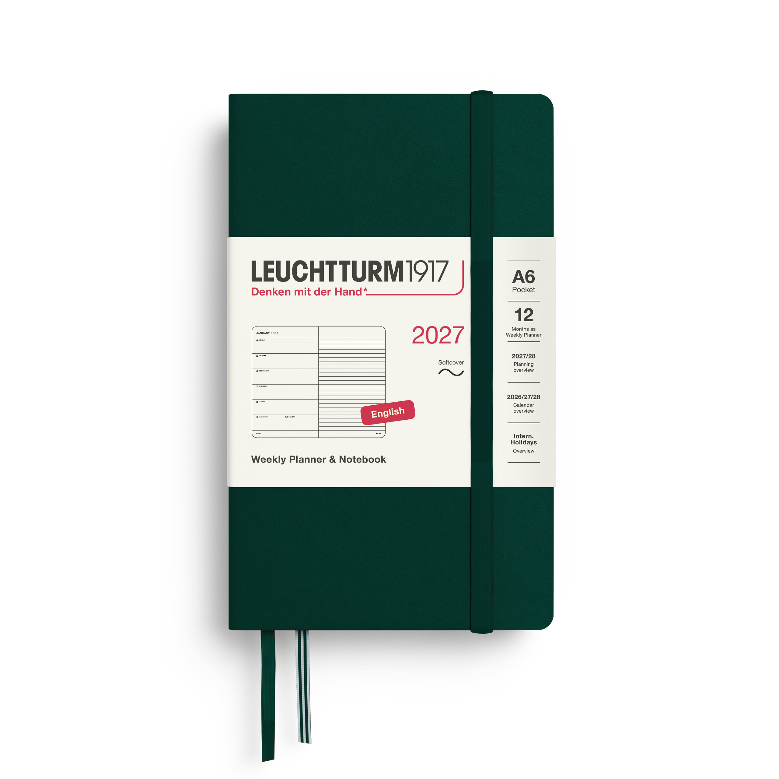 LEUCHTTURM1917 Εβδομαδιαίο Ημερολόγιο & Notebook  2027 - Pocket A6 - Forest Green