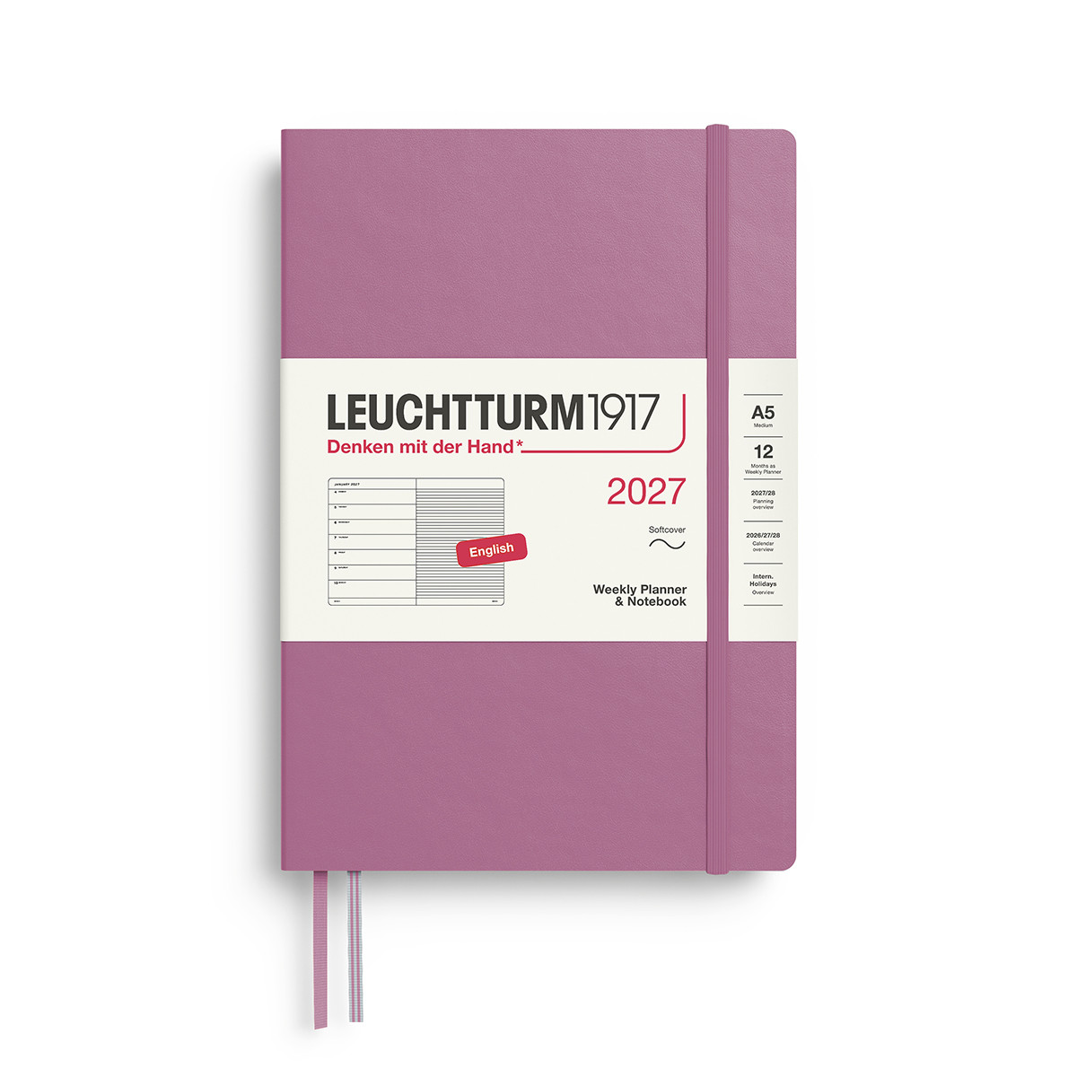 LEUCHTTURM1917 Εβδομαδιαίο Planner & Notebook  2027 - Medium A5 - Dusty Rose