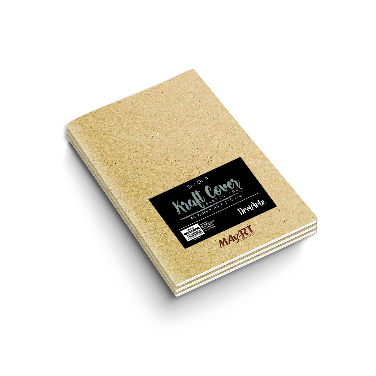 MAYART Creativity - DroiArte Series Kraft Cover Sketch Book A5 -  (3 in 1 Pack)