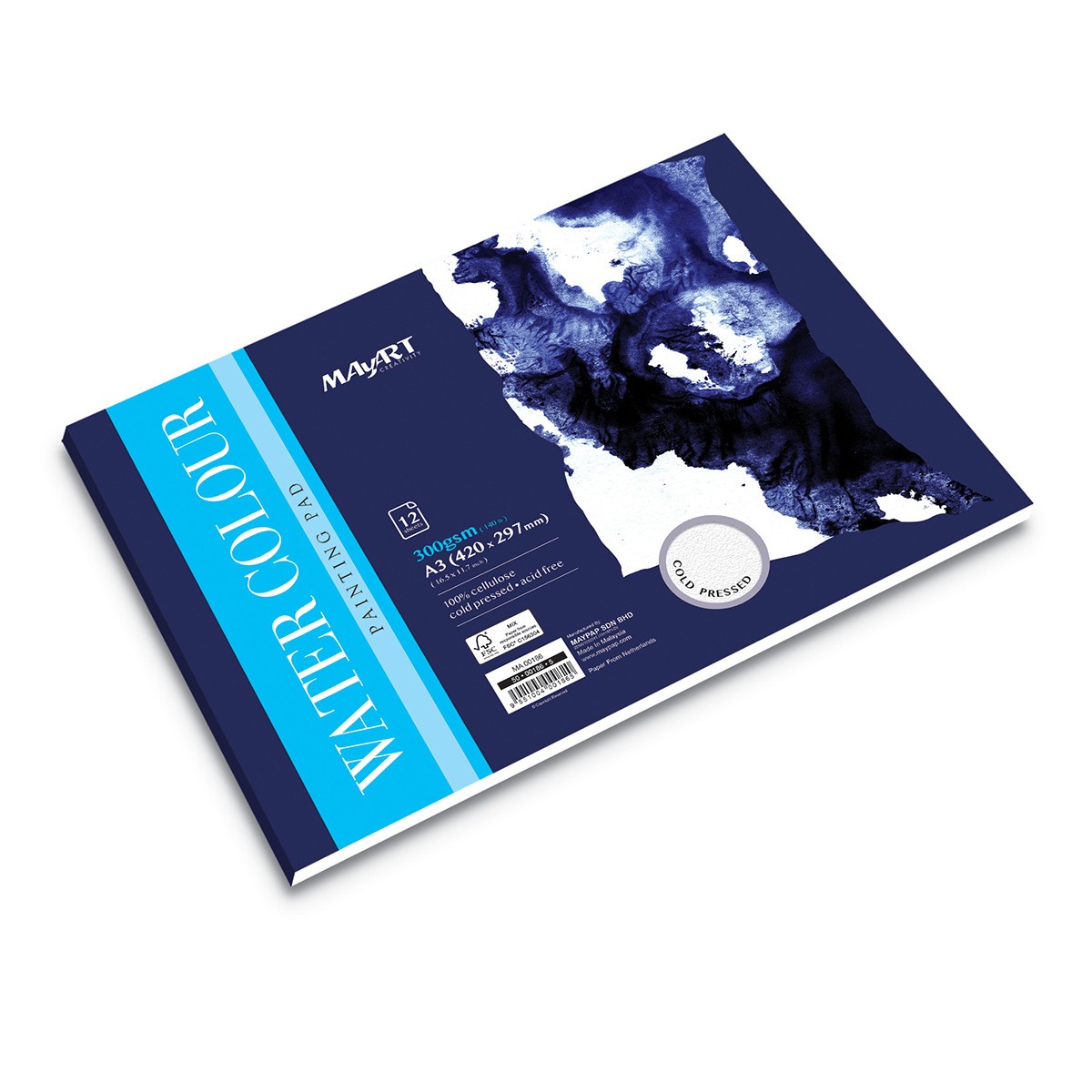 MAYART Creativity - Watercolor 100% Cellulose SC series - Watercolour Painting Pad A3 (Cold Pressed)