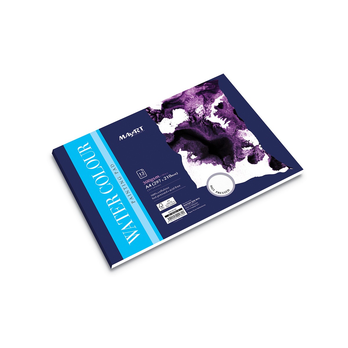 MAYART Creativity - Watercolor 100% Cellulose SC series - Watercolour Painting Pad A4 (Ηοτ Pressed)