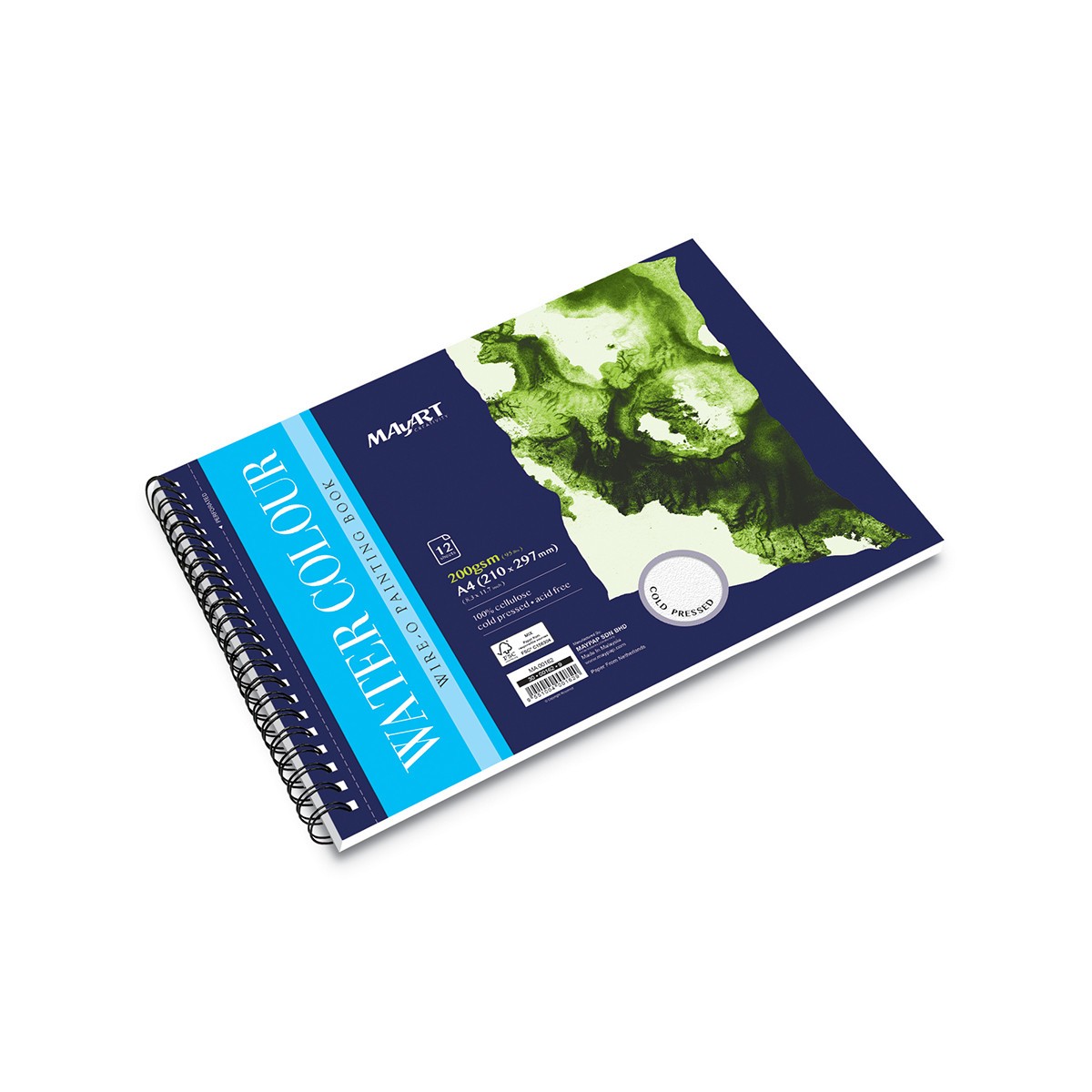 MAYART Creativity - Watercolor 100% Cellulose SC series Wire-O Watercolour Painting Book A4 (Cold Pressed)