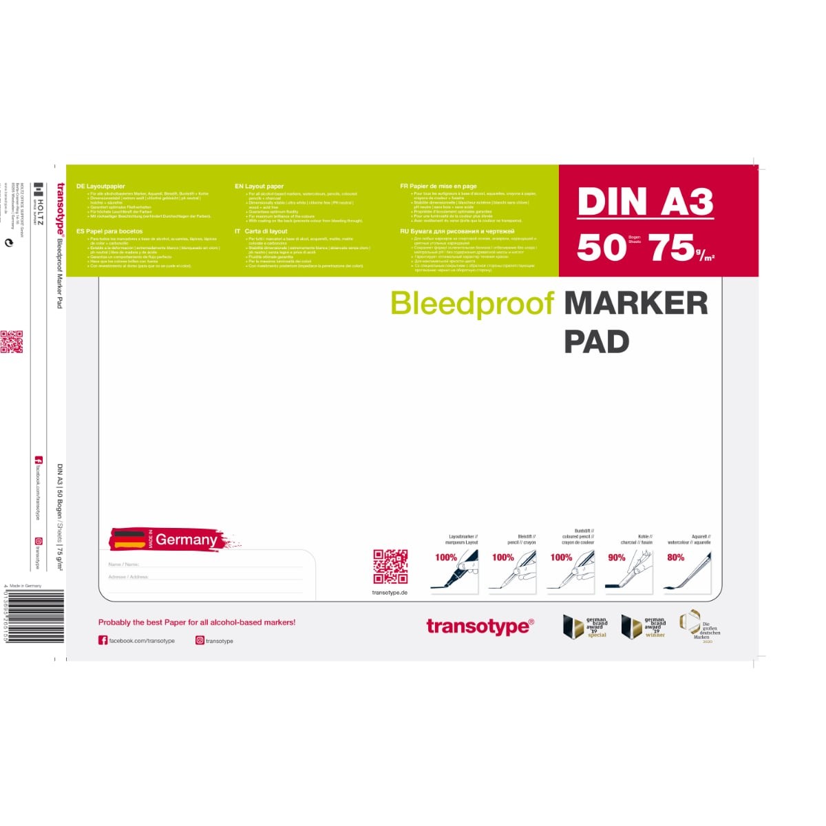 Transotype Bleedproof Marker Pad A3