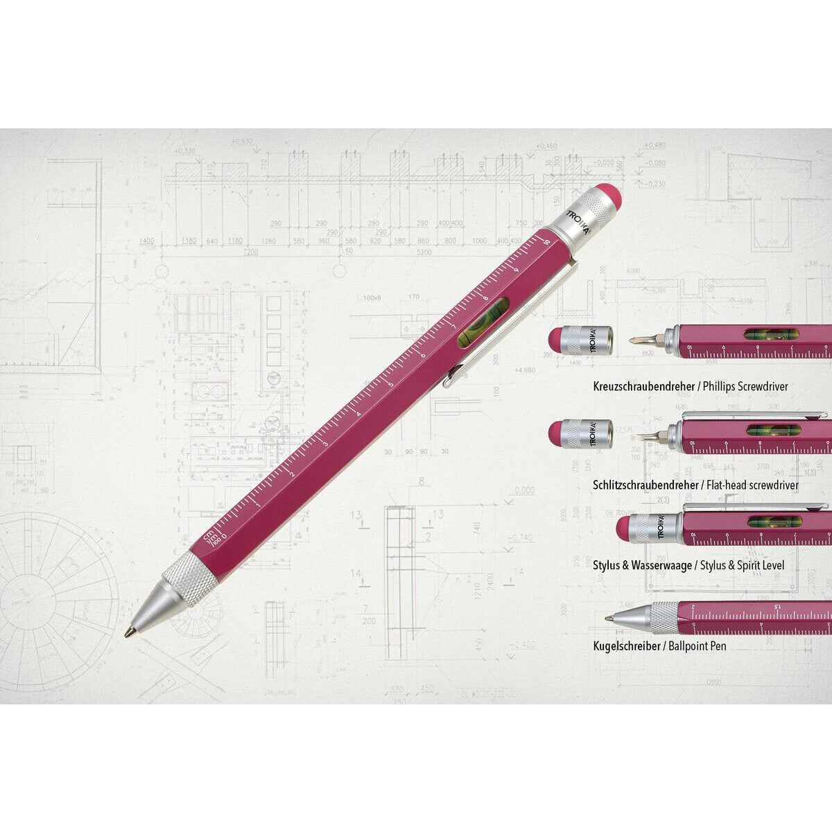 TROIKA Construction Multitasking Στυλό Διαρκείας Purple